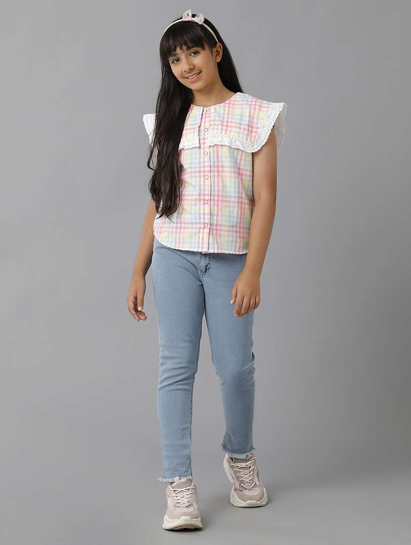 girls solid mid rise slim fit jean - 22291970 -  Standard Image - 3