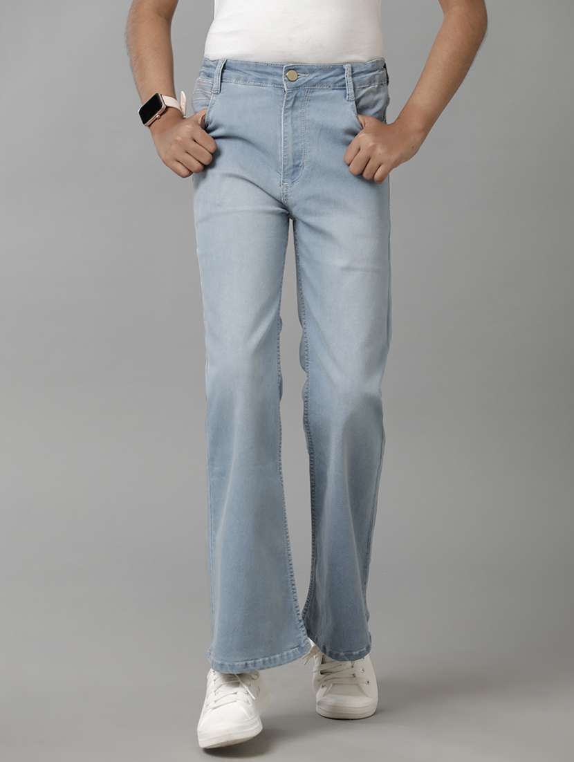 girls solid mid rise bootcut jean