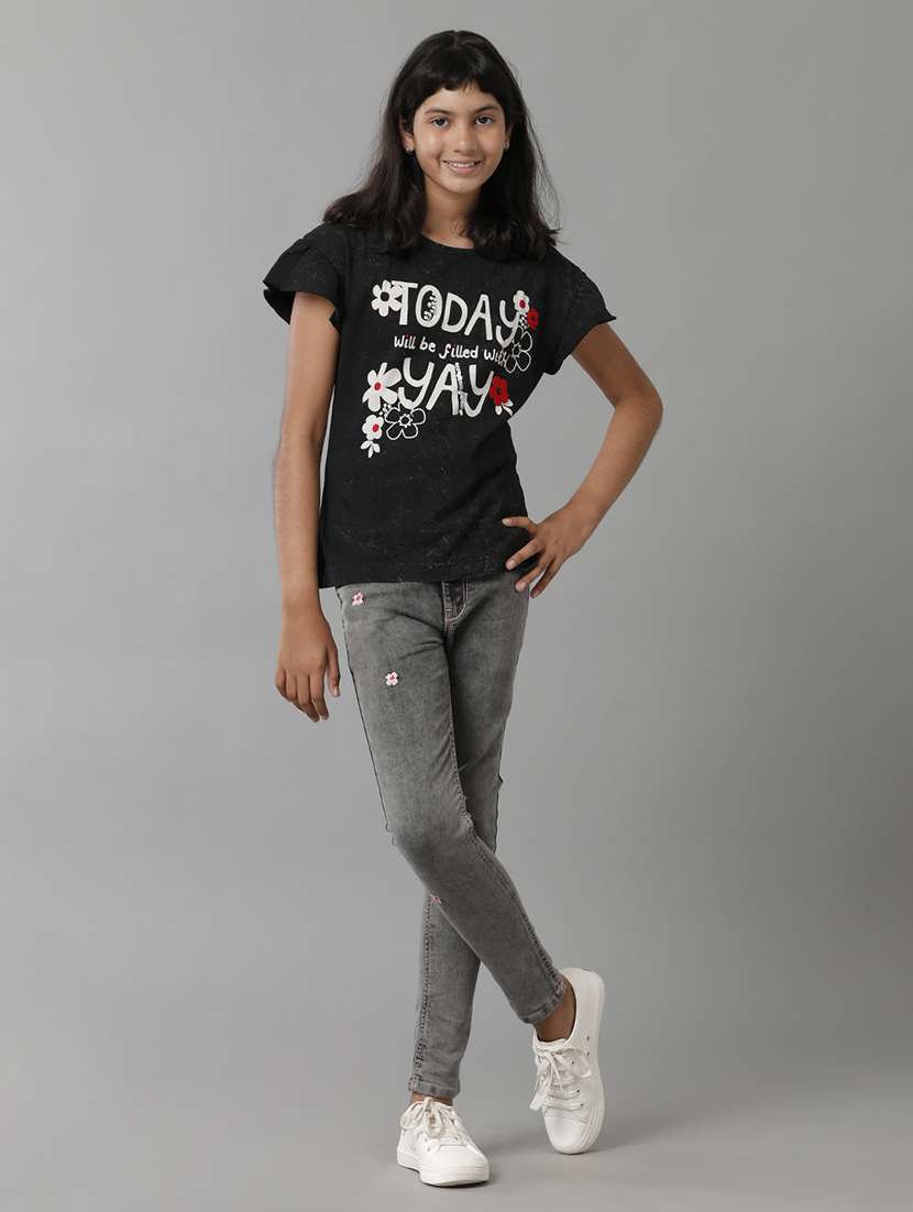 girls solid mid rise slim fit jean - 22291977 -  Standard Image - 3