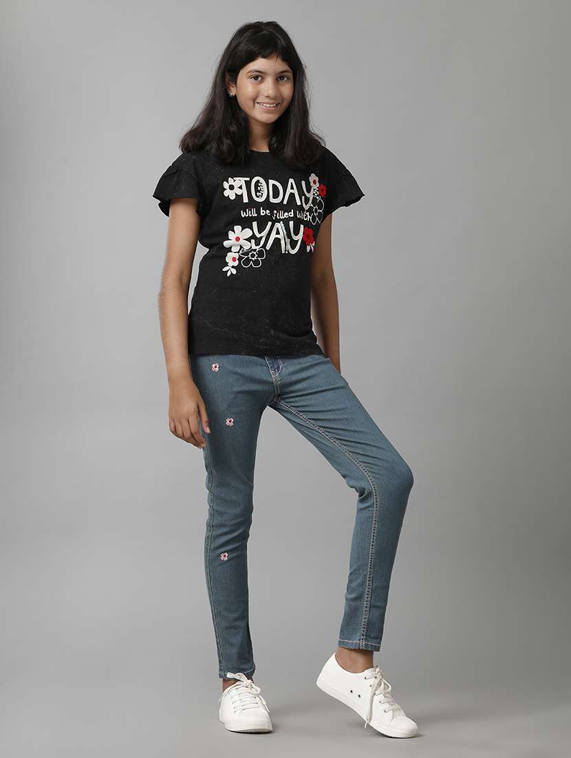 girls solid mid rise slim fit jean - 22291978 -  Standard Image - 3
