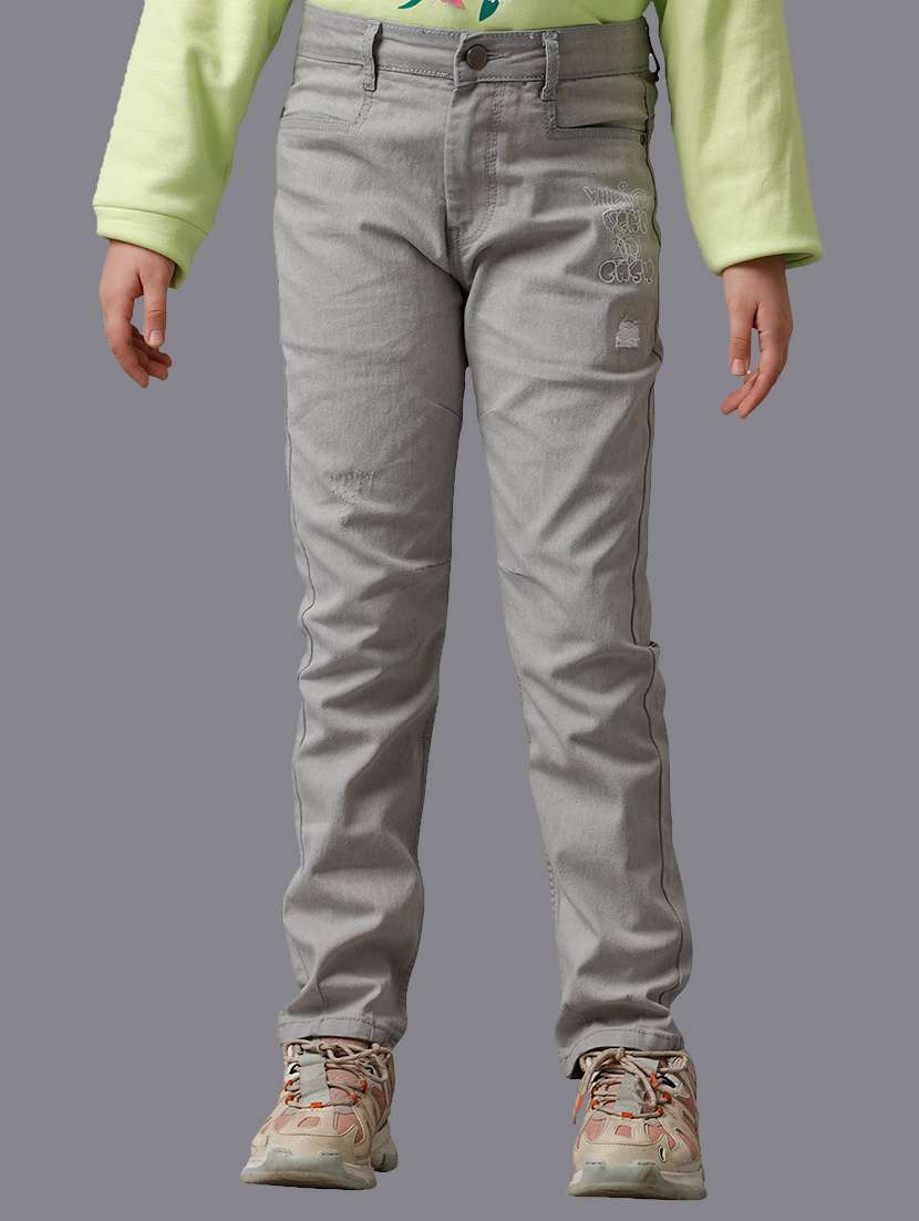 girls solid mid rise slim fit jean