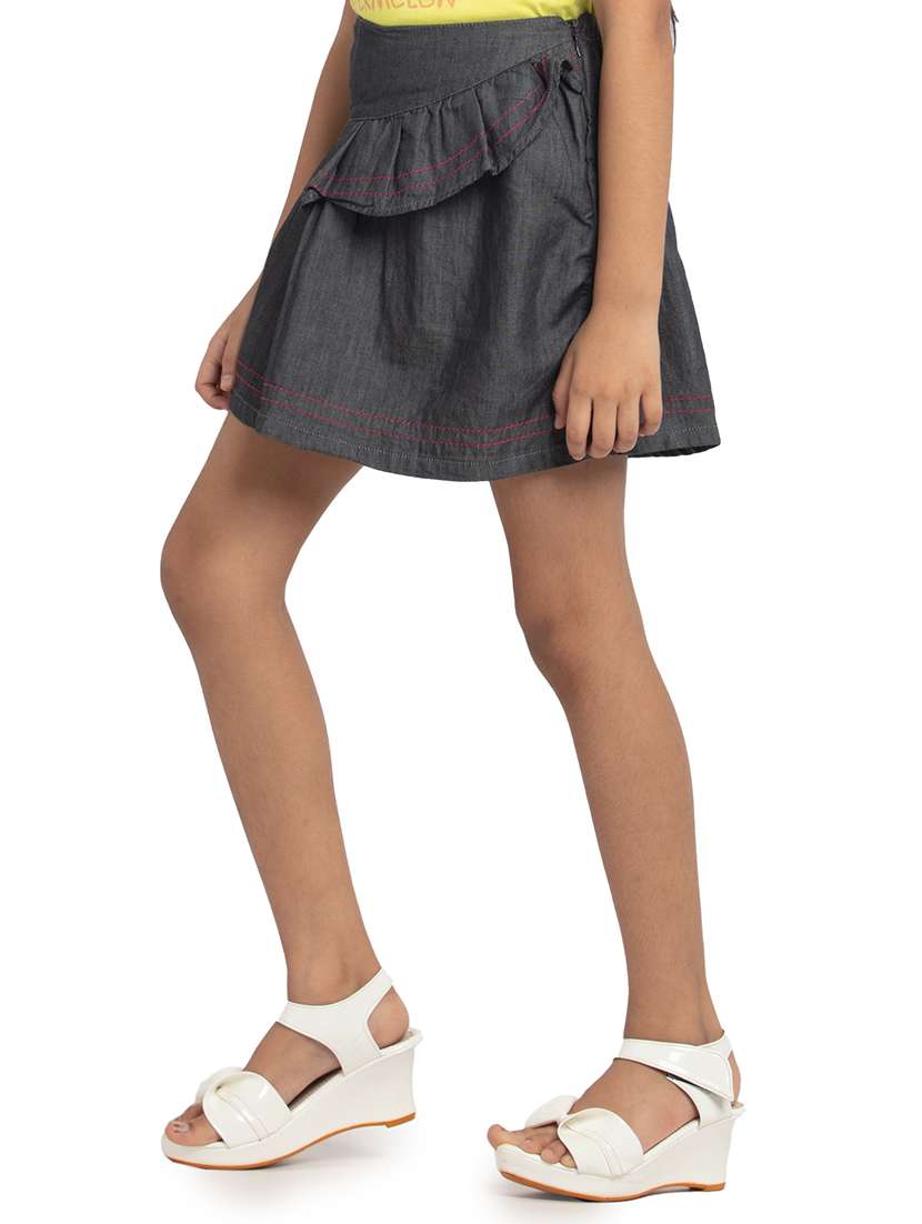 girls solid mid rise a-line skirt