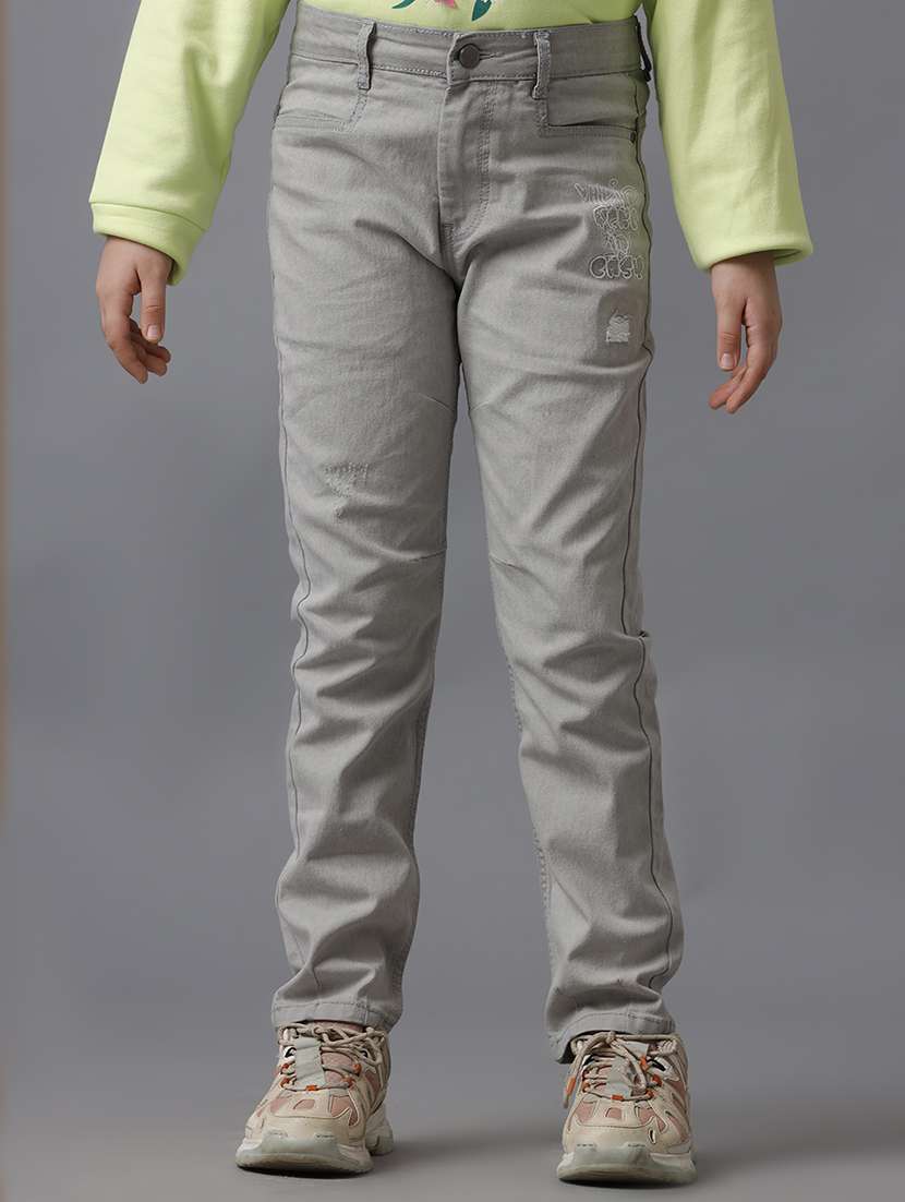 girls solid mid rise slim fit jeans