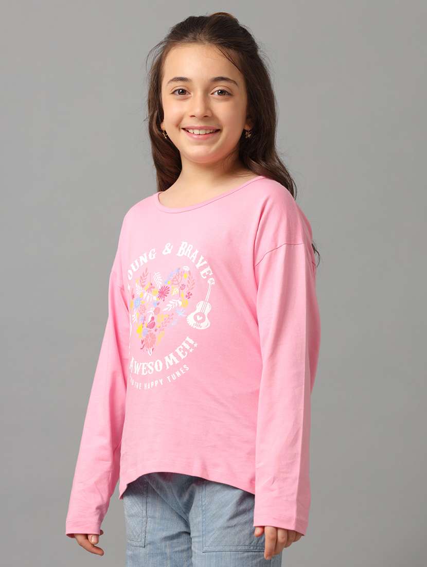 girls printed long sleeve tee