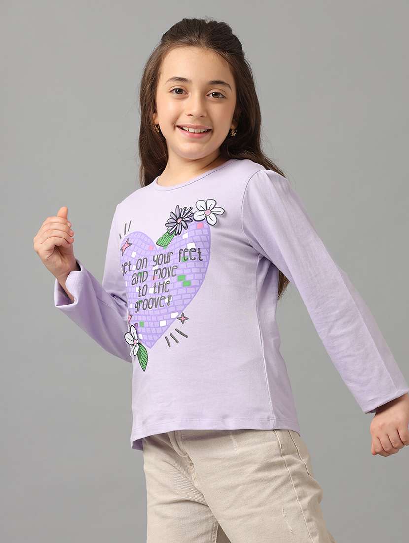 girls printed long sleeve tee