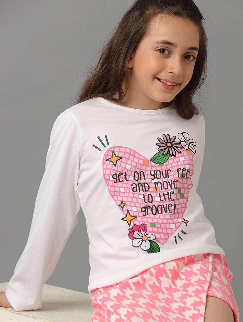 girls printed long sleeve tee