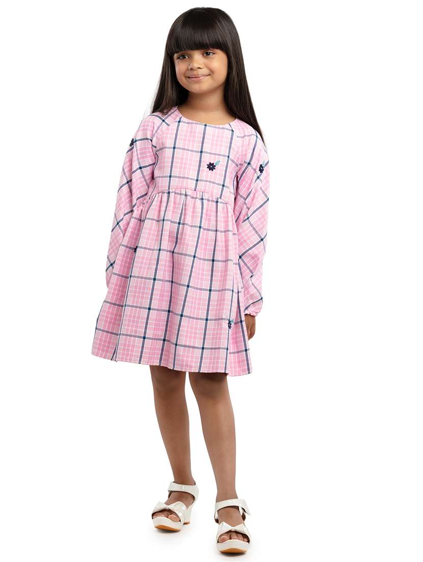 girls printed long sleeve a-line dress