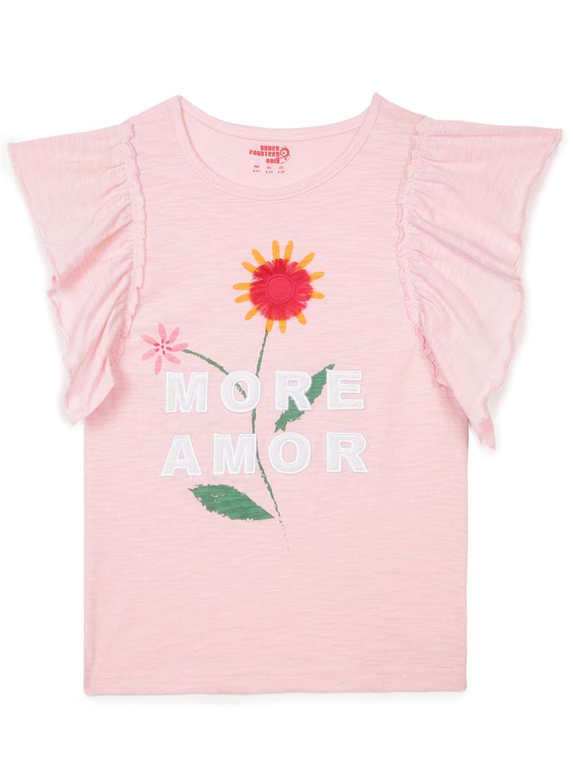 girls printed ruffle sleeve top