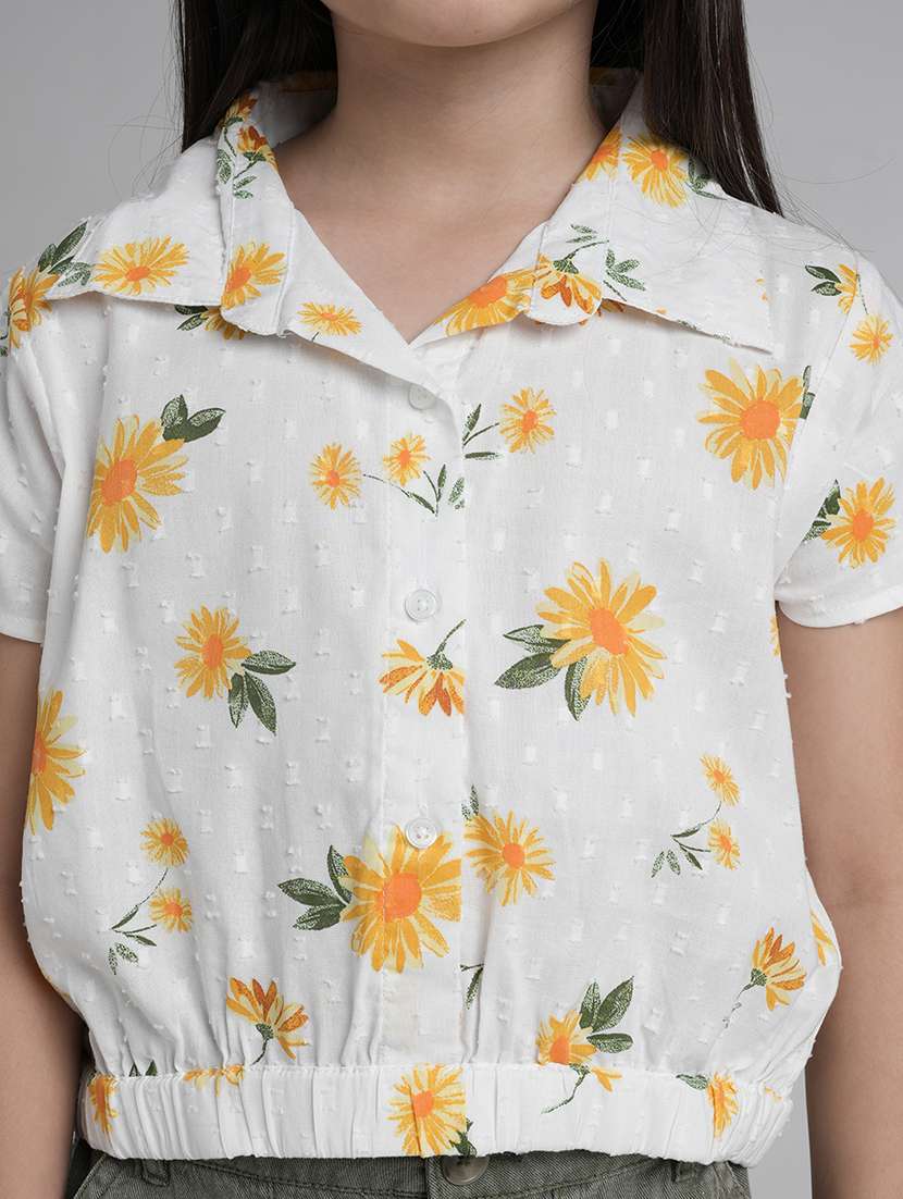 girls printed short sleeve crop top - 22292107 -  Standard Image - 5