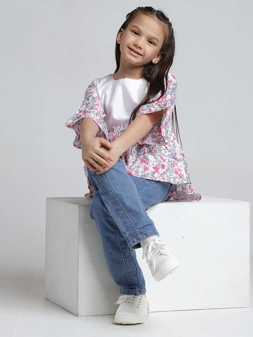 girls floral print bell sleeve high low top - 22292108 -  Standard Image - 3