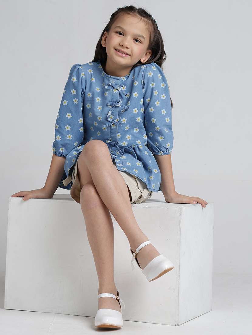 girls floral print puff sleeve peplum top - 22292109 -  Standard Image - 3