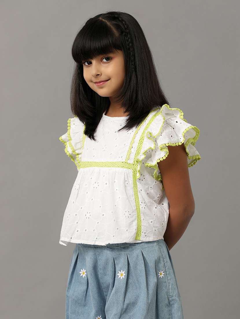 girls self designed sleeveless a-line top