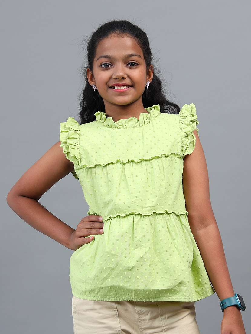 girls self designed sleeveless a-line top