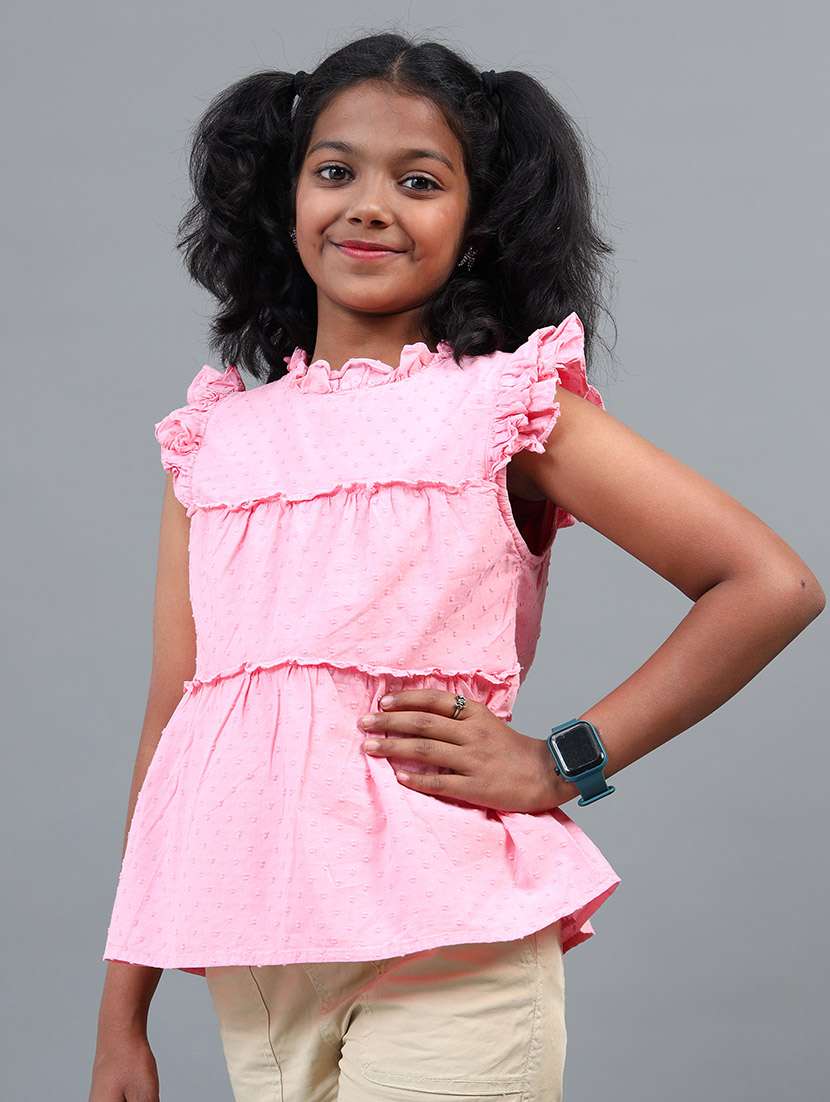 girls self designed sleeveless a-line top