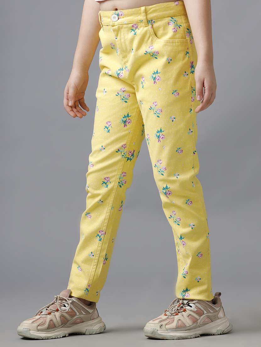 girls floral print mid rise casual rouser