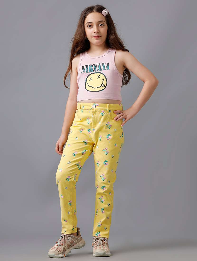 Girls Floral Print Mid Rise Casual Rouser - 22292147 -  Standard Image - 3