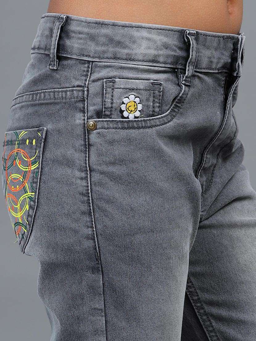 girls solid mid rise slim fit jeans - 22292155 -  Standard Image - 3