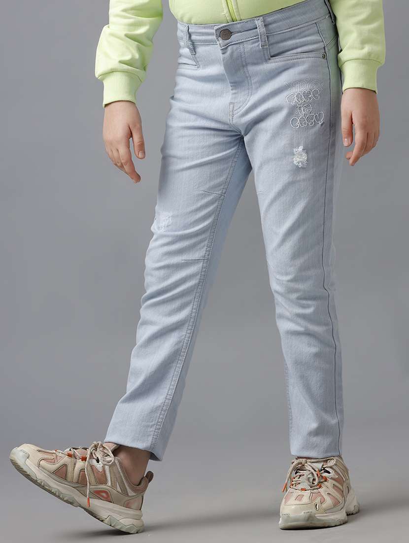 girls solid mid rise slim fit jeans
