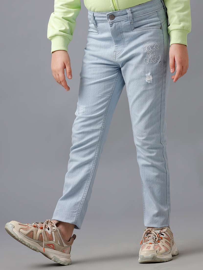 girls solid mid rise slim fit jeans