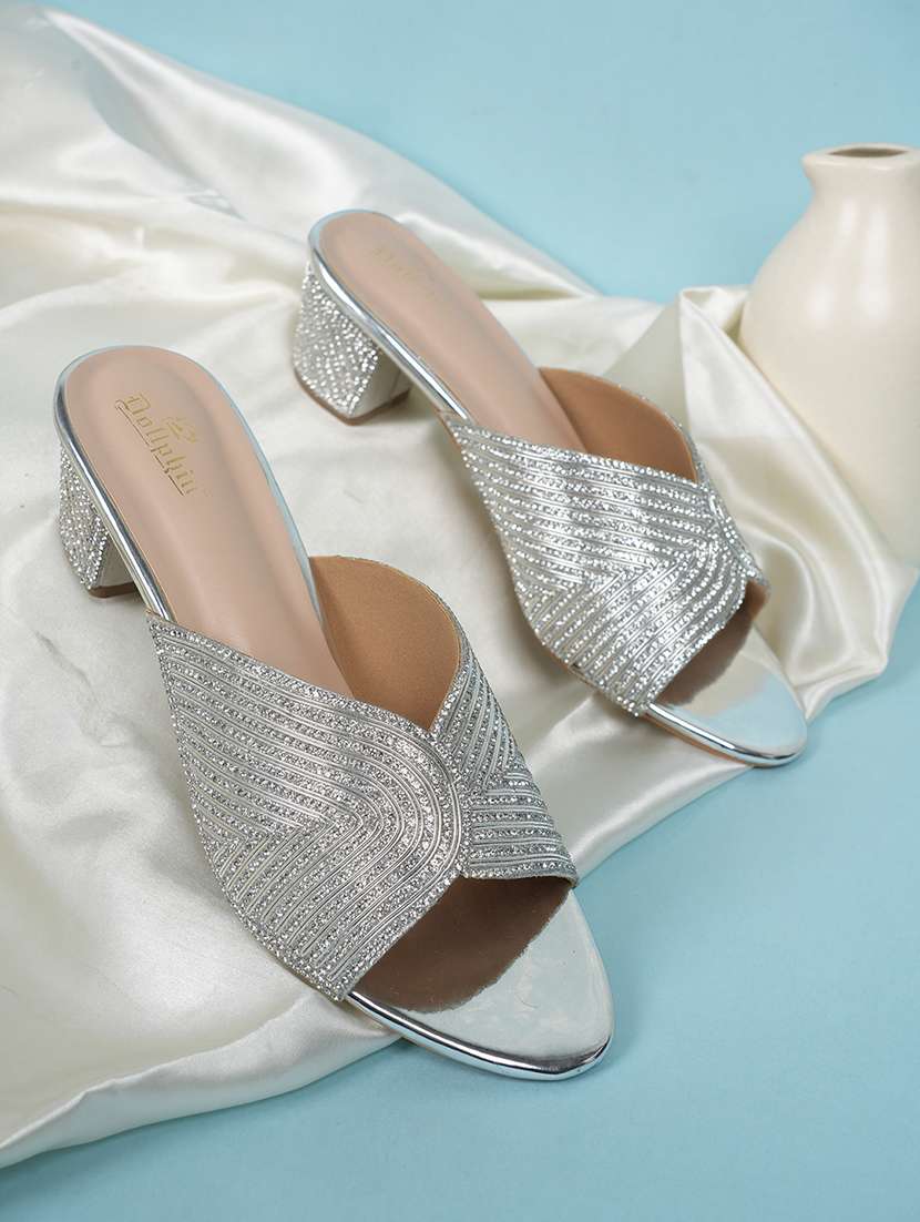 women embellished slip on sandal