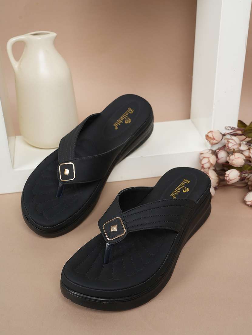 women black slip on wedge