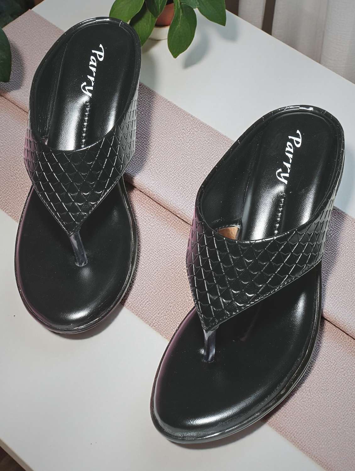 women solid slip on wedge