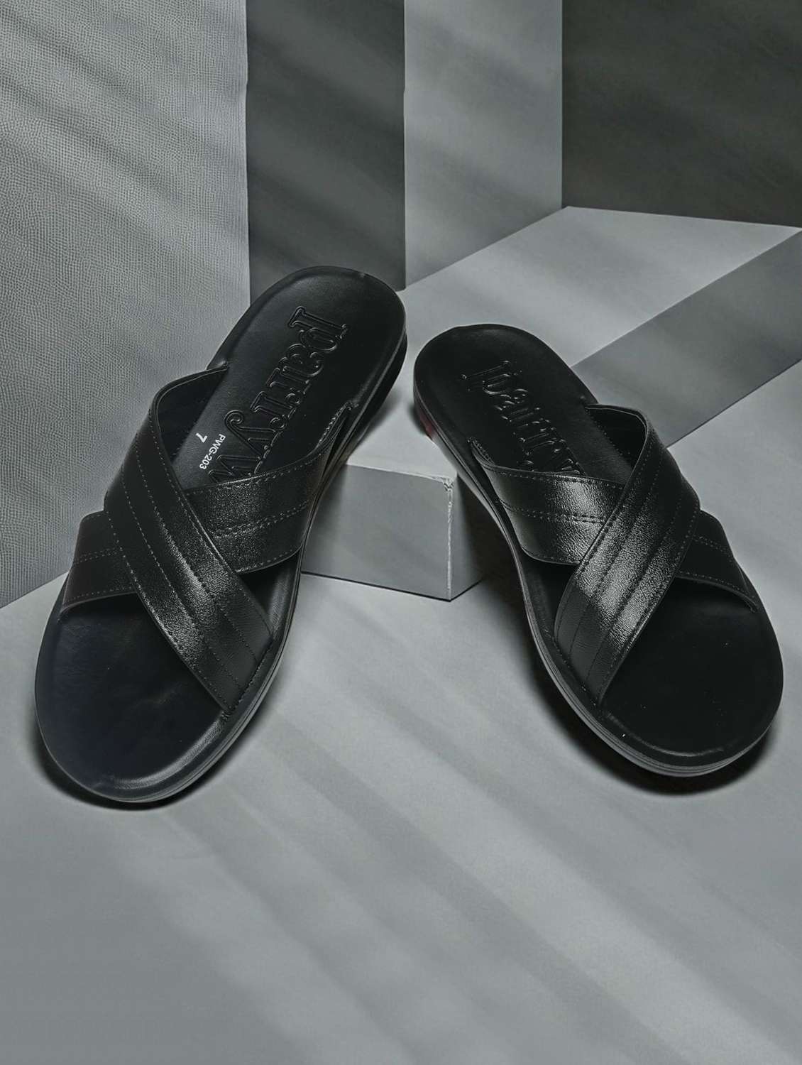 men black slip on sandal