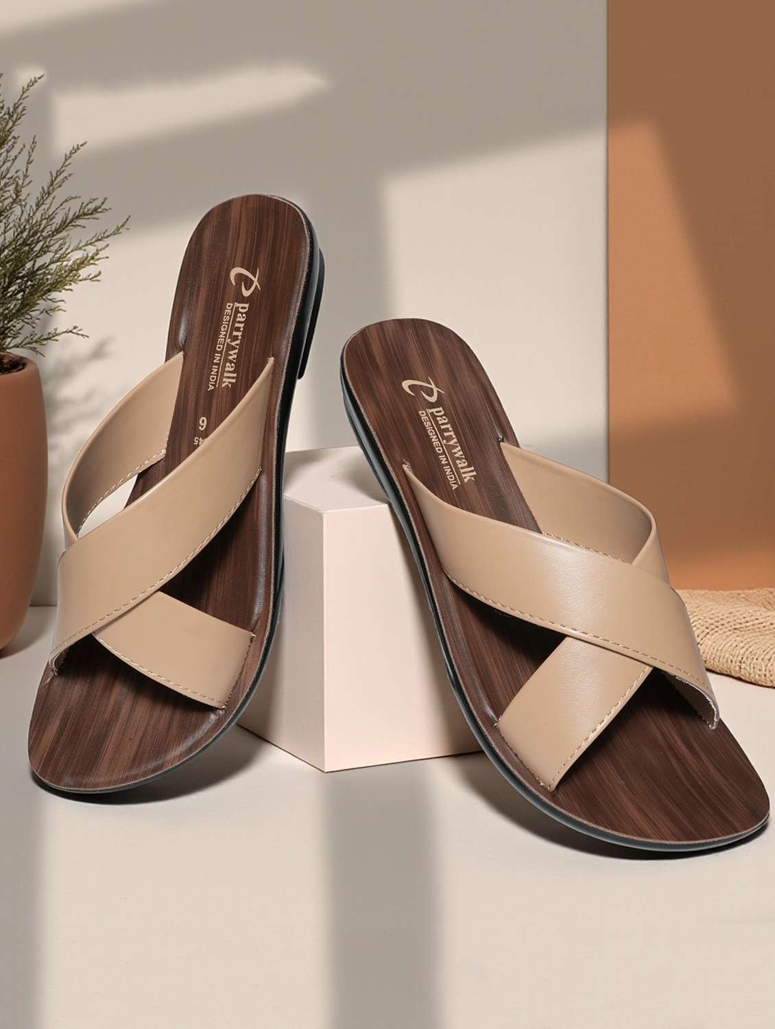 women solid slip on flat sandals