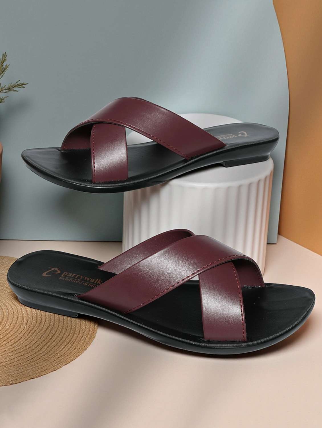 women solid slip on flat sandals