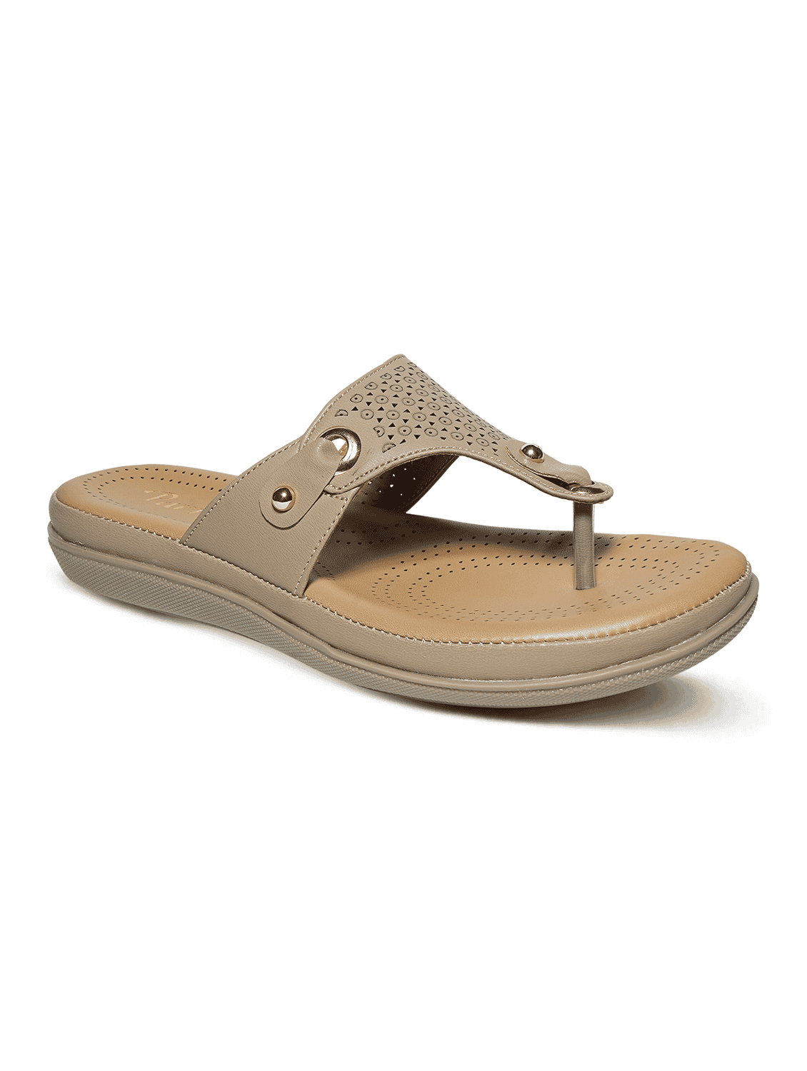 women beige slip on flat sandals
