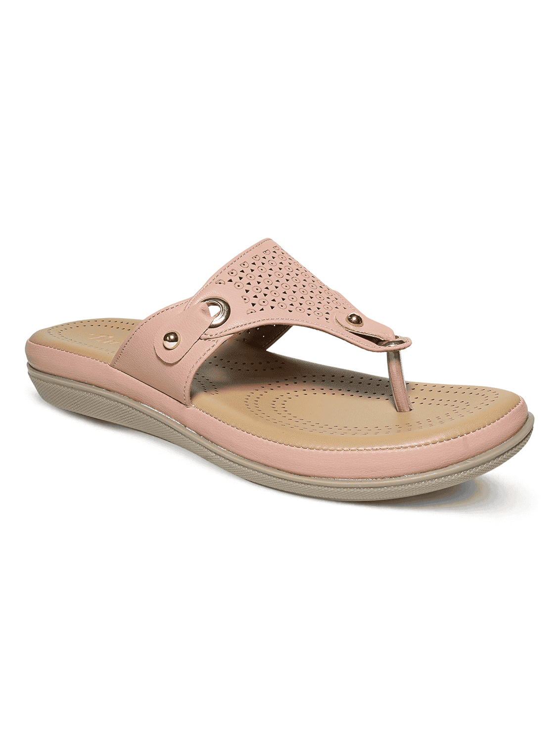 women beige slip on flat sandals