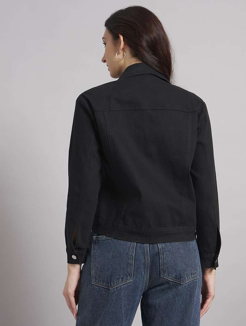 women solid long sleeve denim jacket - 22292297 -  Standard Image - 3