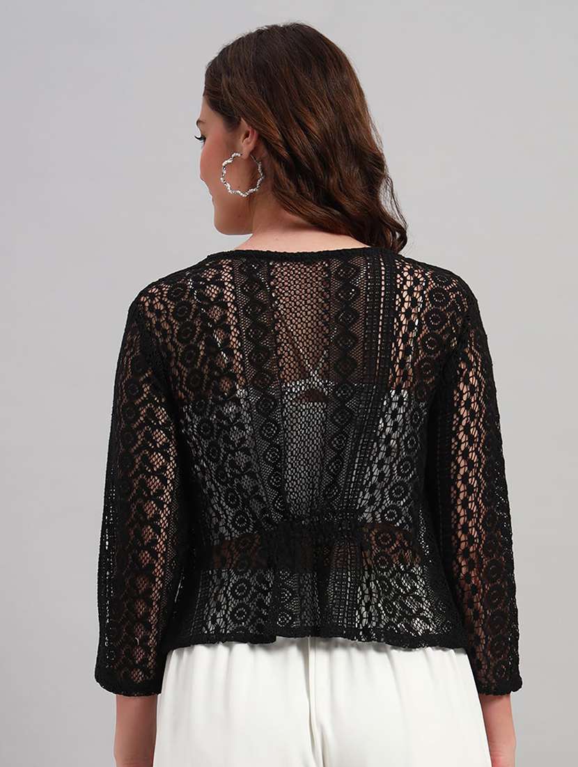 women self designed three quarter sleeve shrug - 22292298 -  Standard Image - 3