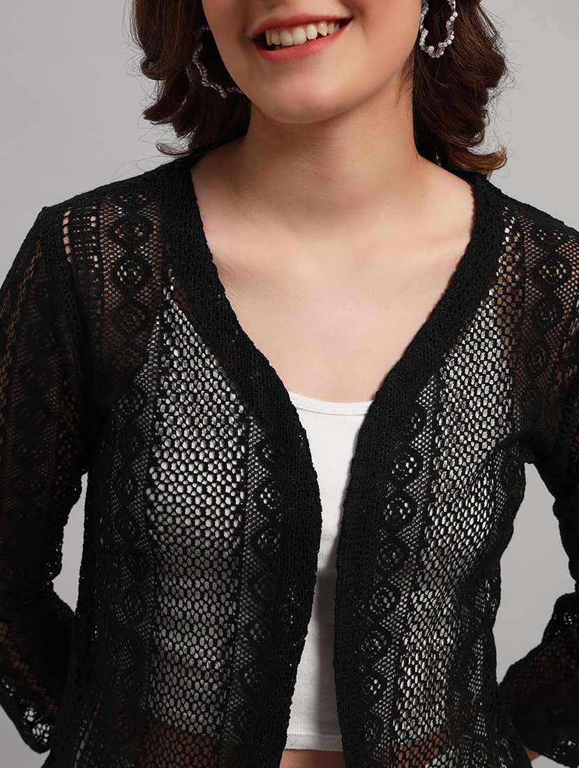 women self designed three quarter sleeve shrug - 22292298 -  Standard Image - 5