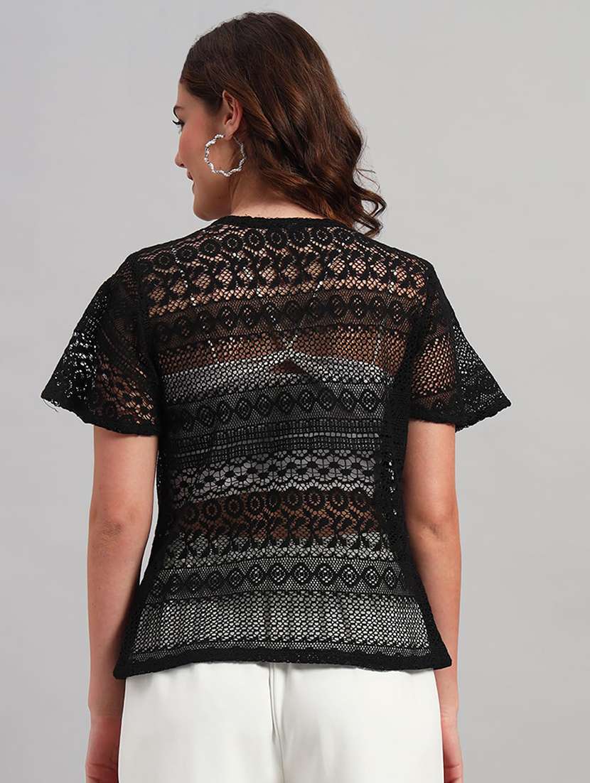women self designed short sleeve lace shrug - 22292299 -  Standard Image - 3