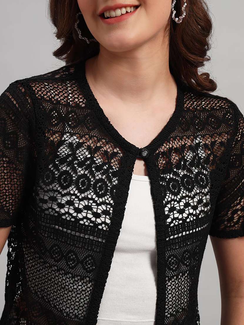 women self designed short sleeve lace shrug - 22292299 -  Standard Image - 5