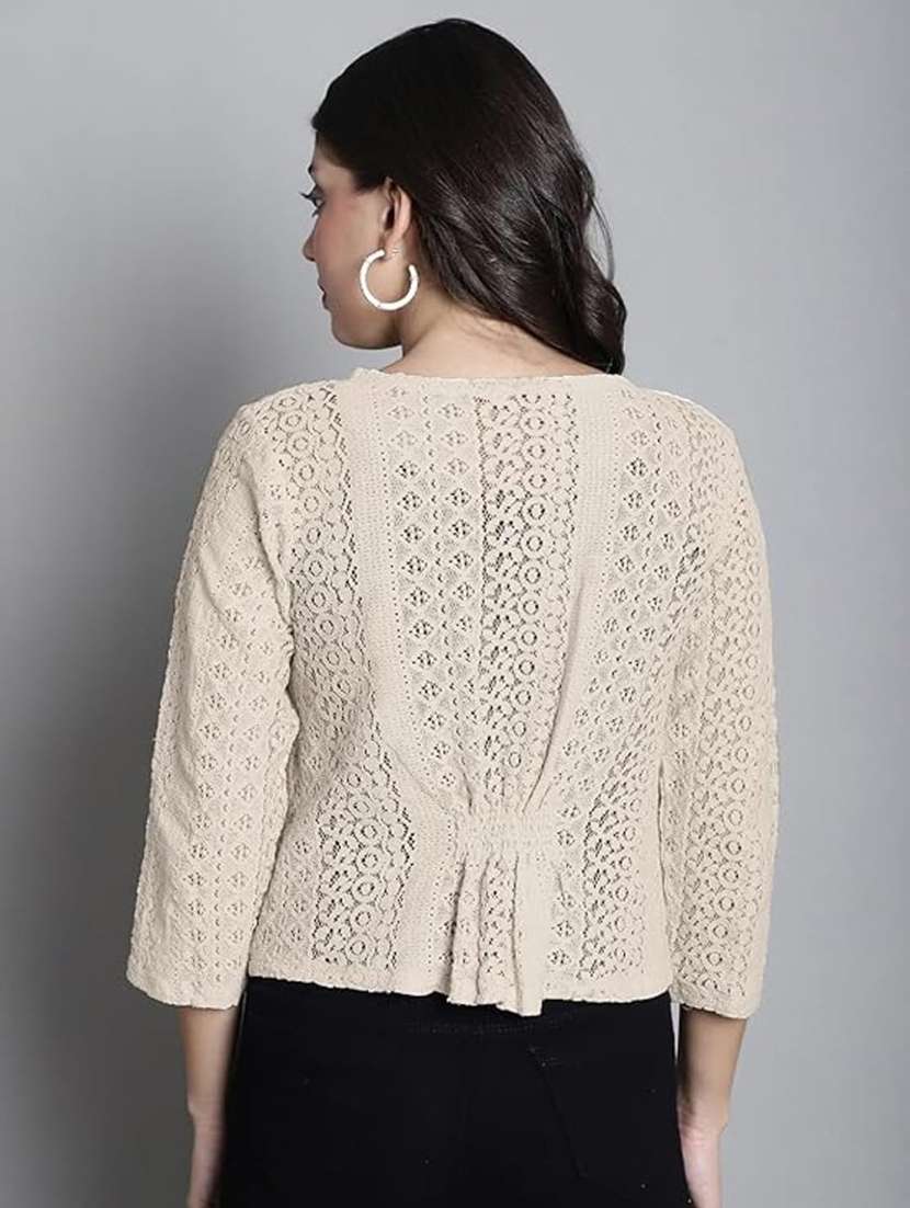 women self designed three quarter sleeve shrug - 22292301 -  Standard Image - 3