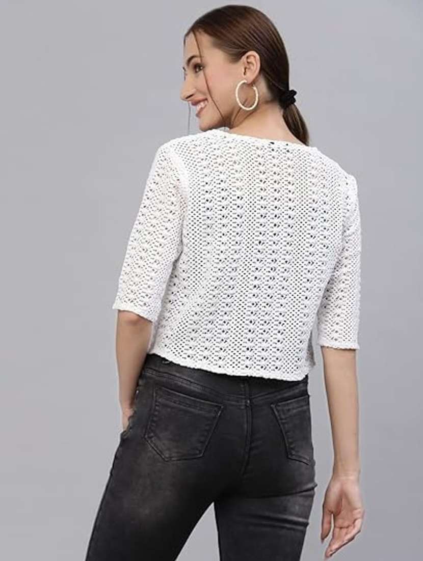 women self designed three quarter sleeve shrug - 22292304 -  Standard Image - 3