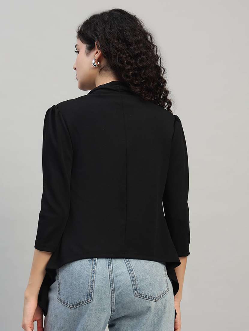 women solid three quarter sleeve casual blazer - 22292312 -  Standard Image - 3