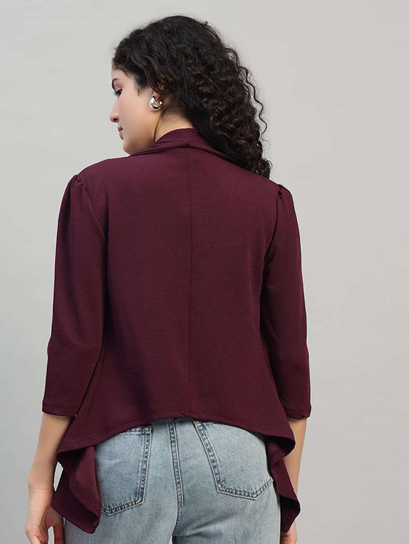 women solid three quarter sleeve casual blazer - 22292313 -  Standard Image - 3