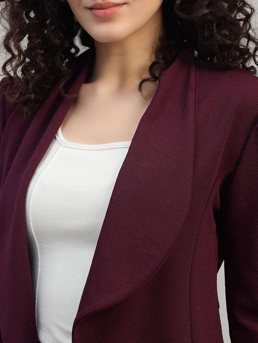 women solid three quarter sleeve casual blazer - 22292313 -  Standard Image - 5