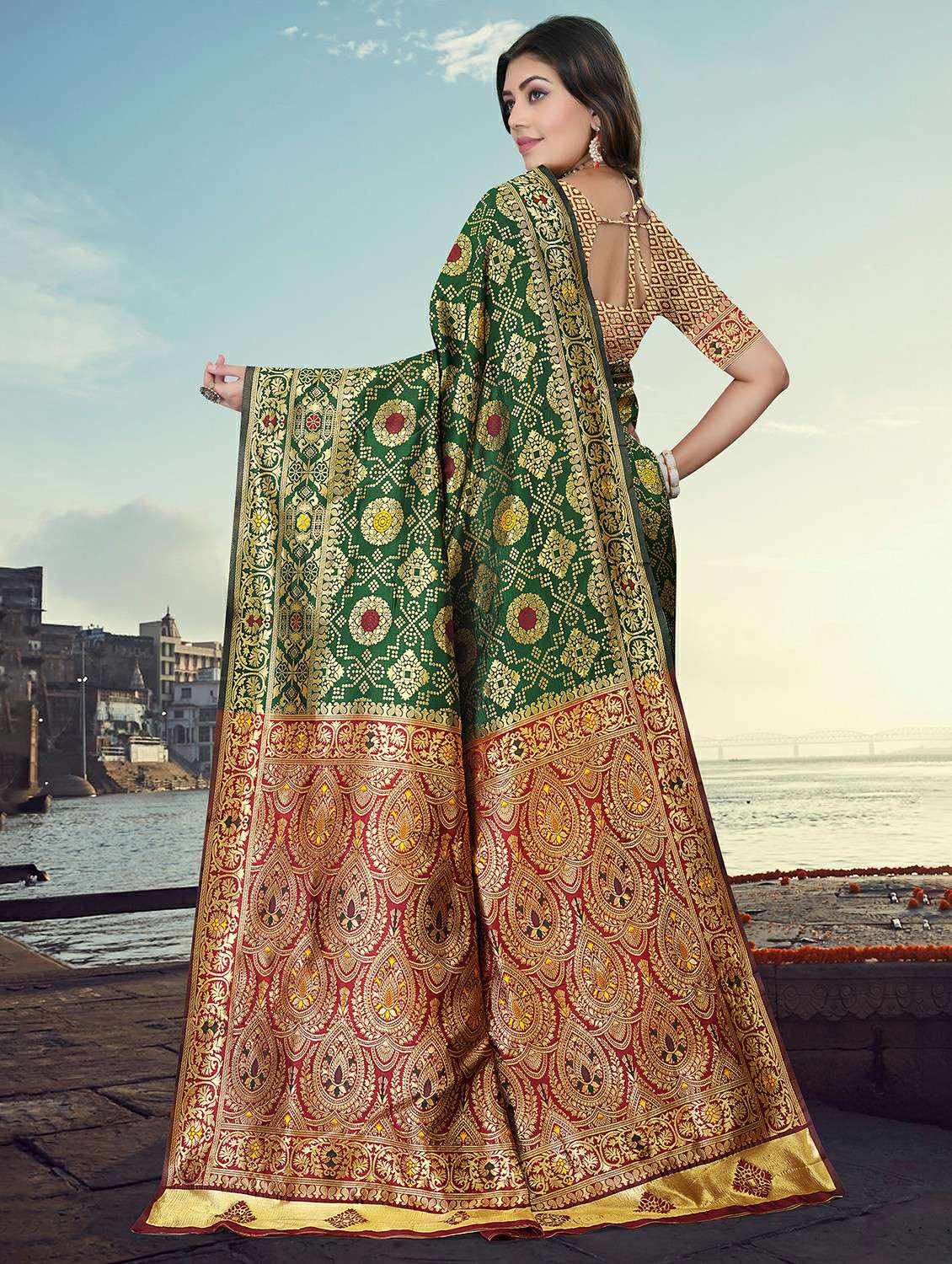 women self design banarasi saree with blouse - 22292565 -  Standard Image - 3