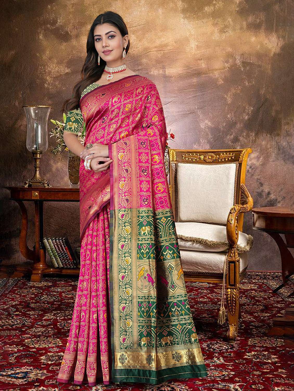 women self design banarasi saree with blouse