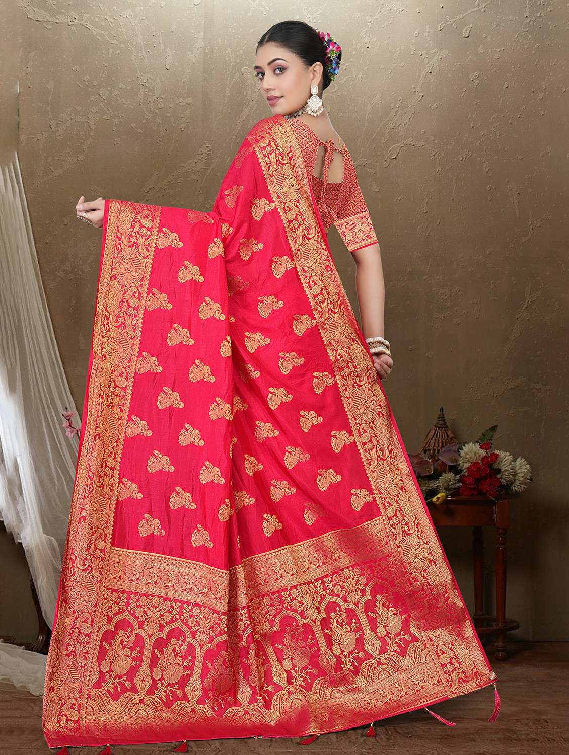 women self design banarasi saree with blouse - 22292571 -  Standard Image - 3