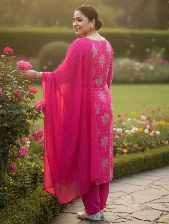 women floral three quarter sleeve kurta pant with dupatta set - 22292626 -  Standard Image - 3