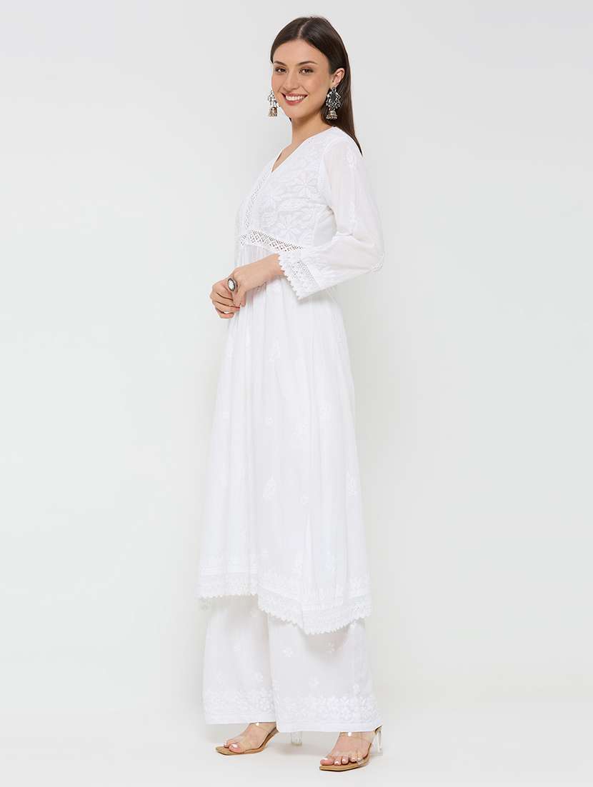 white cotton straight kurta - 22292690 -  Standard Image - 3