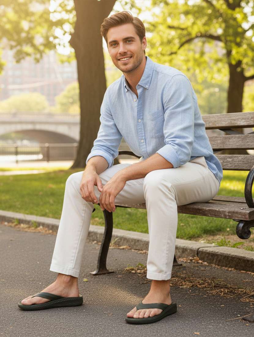 men solid toe seperator slipper - 22293005 -  Standard Image - 3