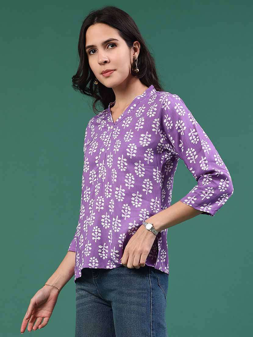 women purple rayon straight kurti - 22293225 -  Standard Image - 3