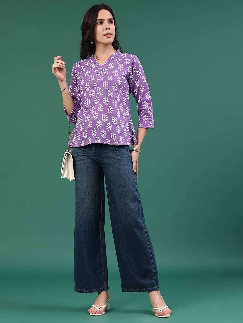 women purple rayon straight kurti - 22293225 -  Standard Image - 5