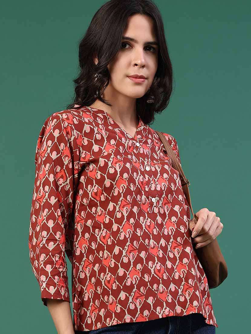 women red rayon straight kurti